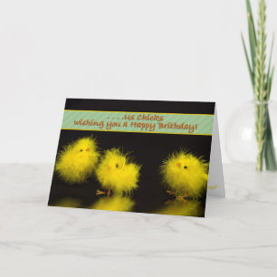 Carte Anniversaire, humour, Poussins aux Poussins, Jaune