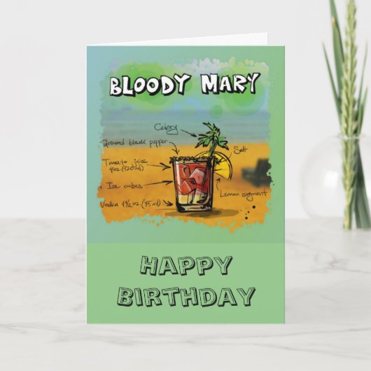 Carte Anniversaire/humour - recette de Mary sanglante (Devant)