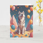 Carte Anniversaire Husky Harmony (Fleur jaune)