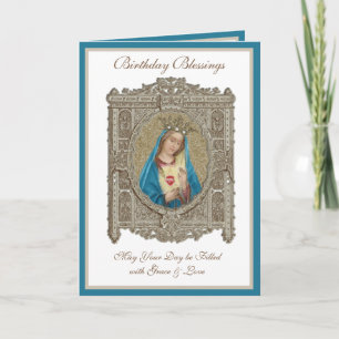 Carte Anniversaire Immaculé Coeur Vierge Marie Religieus