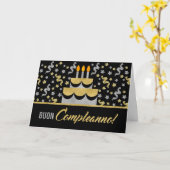 Carte Anniversaire ITALIEN en Parties scintillant Gold e (Fleur jaune)