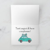 Carte Anniversaire italien Retro Fiat 500 (Intérieur)