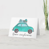 Carte Anniversaire italien Retro Fiat 500 (Devant)