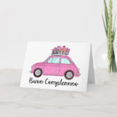 Carte Anniversaire italien Retro Fiat 500 (Devant)