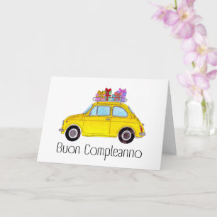 Carte Anniversaire italien Retro Fiat 500