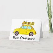 Carte Anniversaire italien Retro Fiat 500 (Devant)