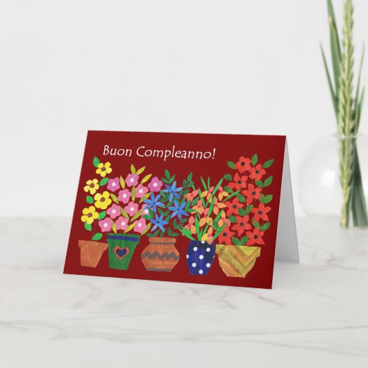 Carte Anniversaire Italienne - Flower Power! (Devant)