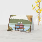 Carte Anniversaire Jeune Dames assis sur le banc de parc (Fleur jaune)