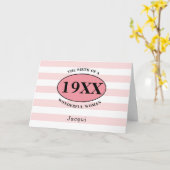 Carte Anniversaire Joli rose Fille rayé Feminine Chic (Fleur jaune)