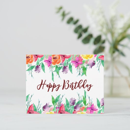 Carte Anniversaire Jolie Design Floral Bourgogne (Debout devant)