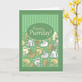 Carte Anniversaire, joyeux anniversaire, chat, (Fleur jaune)