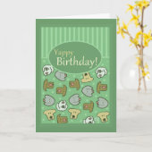 Carte Anniversaire, Joyeux Anniversaire, Chien, Joyeux, (Fleur jaune)