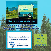 Carte Anniversaire Joyeux Tournée en Camping-Car Ancien