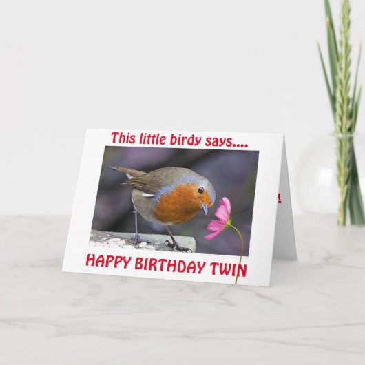 CARTE ANNIVERSAIRE JUMEAU SOUHAITE DE CE PETIT OISEAU (Devant)