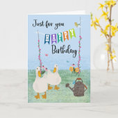 Carte Anniversaire Juste pour vous Canards et Fleurs (Fleur jaune)