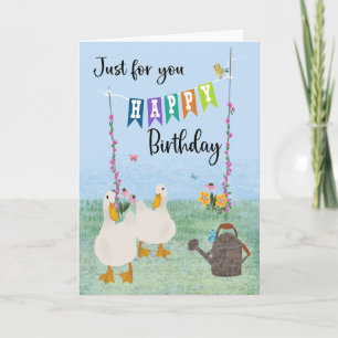 Carte Anniversaire Juste pour vous Canards et Fleurs