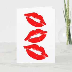 CARTE ANNIVERSAIRE KISSES RED LIPS GREETING CARD