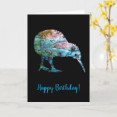 CARTE ANNIVERSAIRE KIWI PERSONNALISABLE (Fleur jaune)
