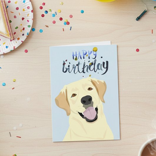 Carte Anniversaire Labrador Lab Retriever Jaune