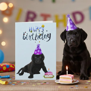 Carte Anniversaire Labrador Retriever Lab Black Puppy