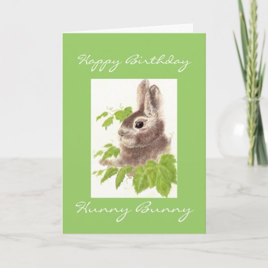 Carte Anniversaire Lapin Chanté, Joli Lapin (Devant)