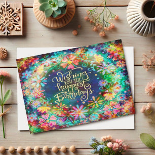 Carte Anniversaire le plus heureux Floral Belle Inspiriv