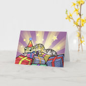 Carte Anniversaire Leopard Gecko (Fleur jaune)