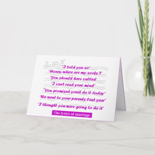 Carte Anniversaire - les textes du mariage (Devant)