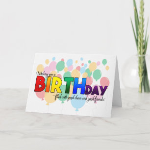 Carte Anniversaire LGBT Rainbow Colors Thème avec ballon
