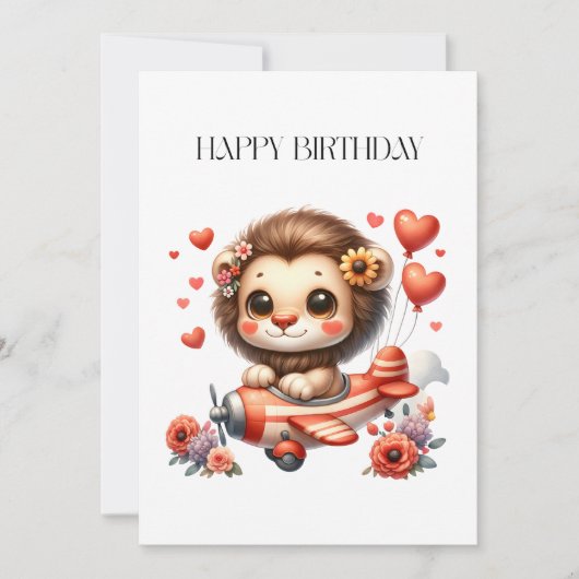 Carte Anniversaire Lion Pilote (Devant)