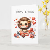 Carte Anniversaire Lion Pilote (Fleur jaune)