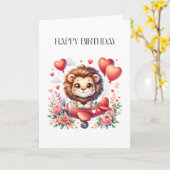 Carte Anniversaire Lion Volant (Fleur jaune)