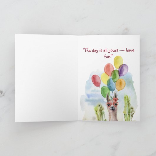 Carte Anniversaire Llama (Intérieur)