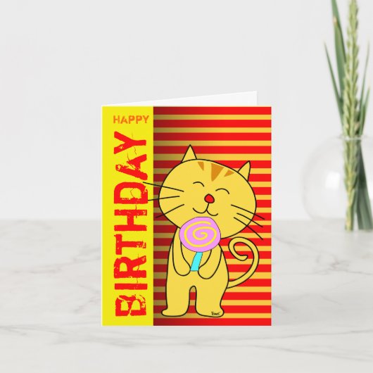 Carte Anniversaire Lollipop Chat (Devant)