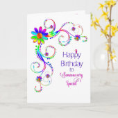 Carte Anniversaire, Madame spéciale Abstract Floral-Vif (Fleur jaune)