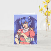 Carte Anniversaire Magique Anime Girl (Fleur jaune)