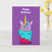 Carte Anniversaire Magique Cupcake Unicorn (Fleur jaune)