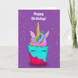 Carte Anniversaire Magique Cupcake Unicorn