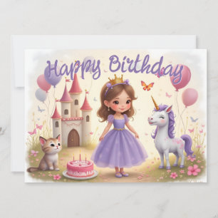 Carte Anniversaire magique dans un monde de conte de fée