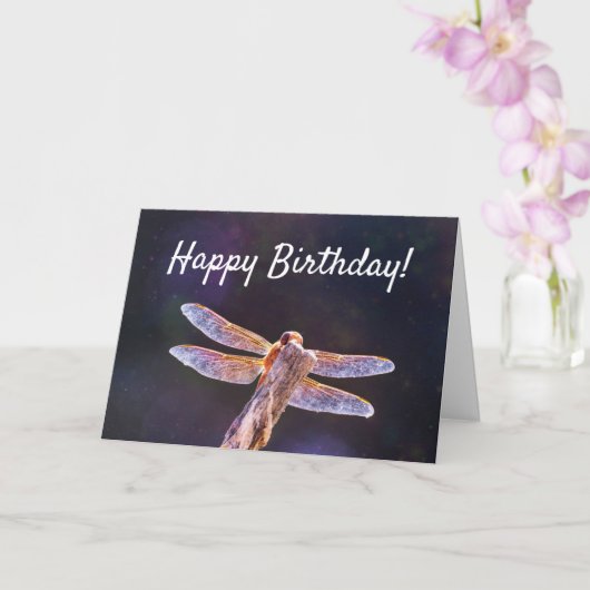 Carte Anniversaire Magique Dragonfly Nature Joyeux Anniv (Orchidée)
