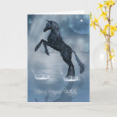 Carte Anniversaire magique imaginaire noir Unicorn (Fleur jaune)