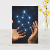 Carte Anniversaire Mains tenant l'étoile Constellation (Fleur jaune)