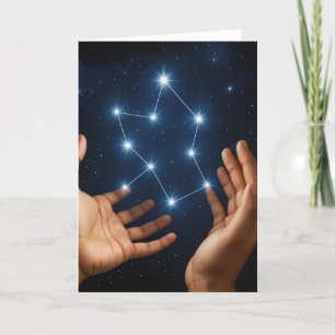 Carte Anniversaire Mains tenant l'étoile Constellation