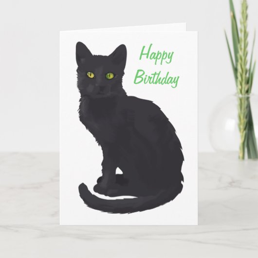 Carte Anniversaire majestueux de chat noir (Devant)