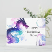Carte Anniversaire majestueux du dragon coloré (Debout devant)