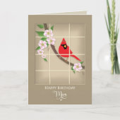 Carte Anniversaire, Maman, Cardinal Rouge/Fleurs d'Apple (Devant)