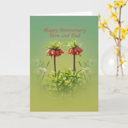 Carte Anniversaire, Maman et Papa, Tulipes Red Rubra (Fleur jaune)