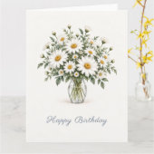 Carte Anniversaire Marguerite Blanche (Fleur jaune)