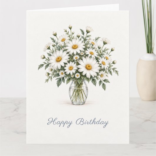 Carte Anniversaire Marguerite Blanche (Devant)