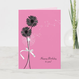 Carte Anniversaire marguerite noire et pissenlit